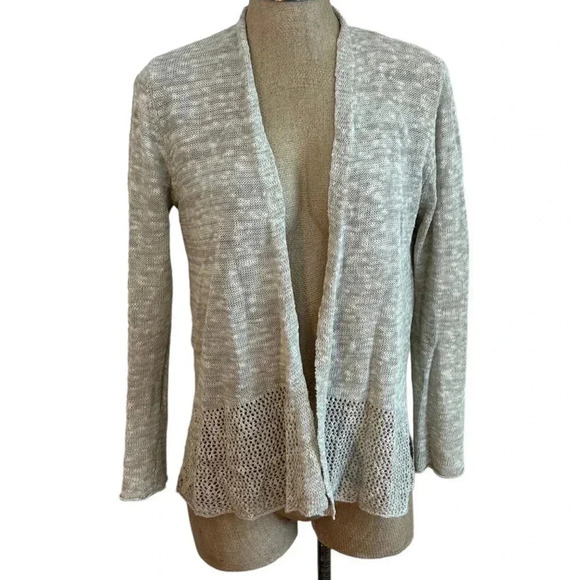 Eileen Fisher‎ Linen Blend Tan Open Cardigan PS - Picture 1 of 4